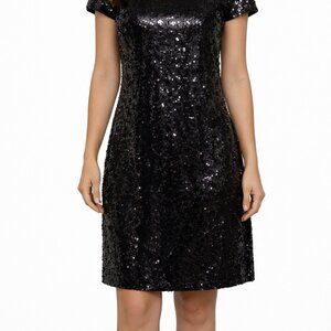 Banana Republic Black Sequin Mini Dress | Short Sleeve Party Cocktail | Size 4